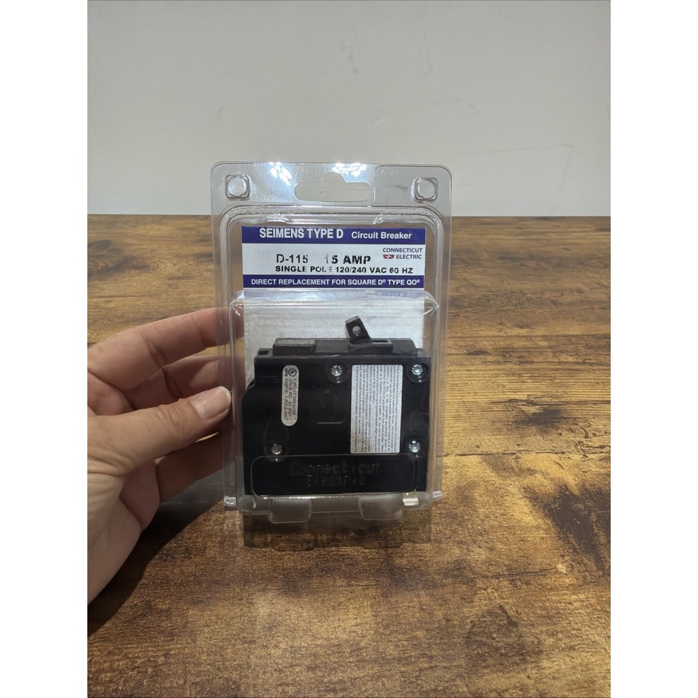 CIRCUIT BREAKER 15amp single-pole 120/240VAC Siemens Type D D115 New!